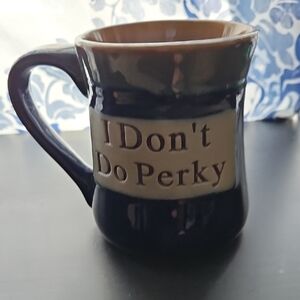 Two Tone Blue Ceramic Mug with Fun Quote